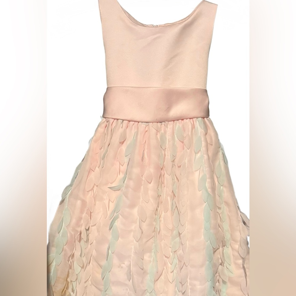 Charming Blush Kids Dress with Leaf Accents